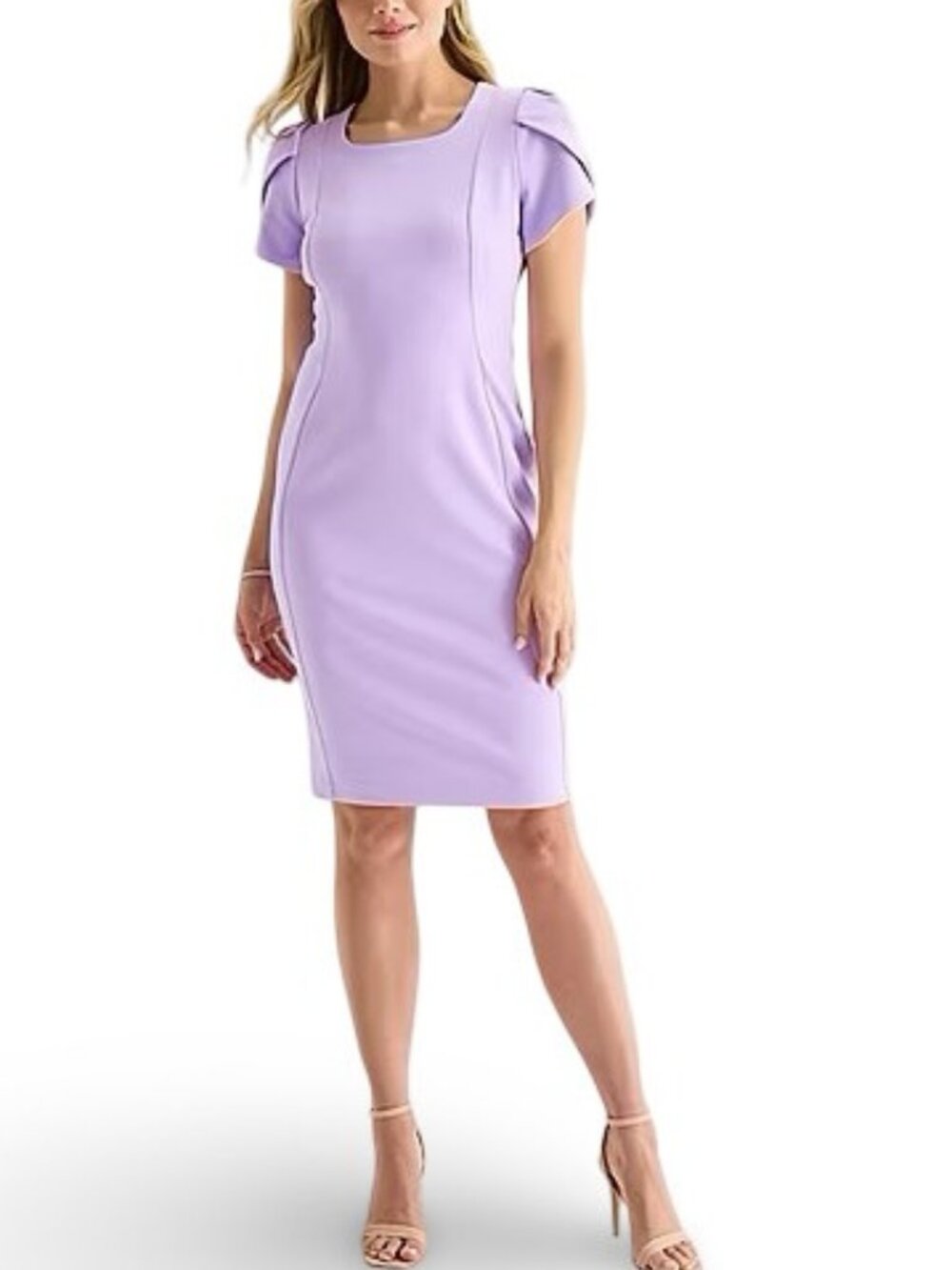 Marc New York Lavender Sheath Dress Womens 18 Square Neck Tulip Sleeve Spring